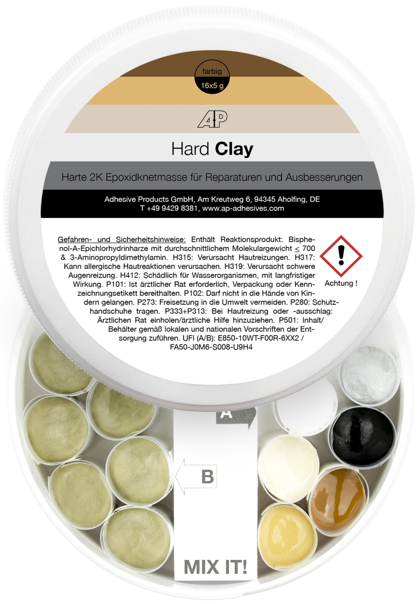 Hard Clay - Structural 2K epoxy clay, 6 colors