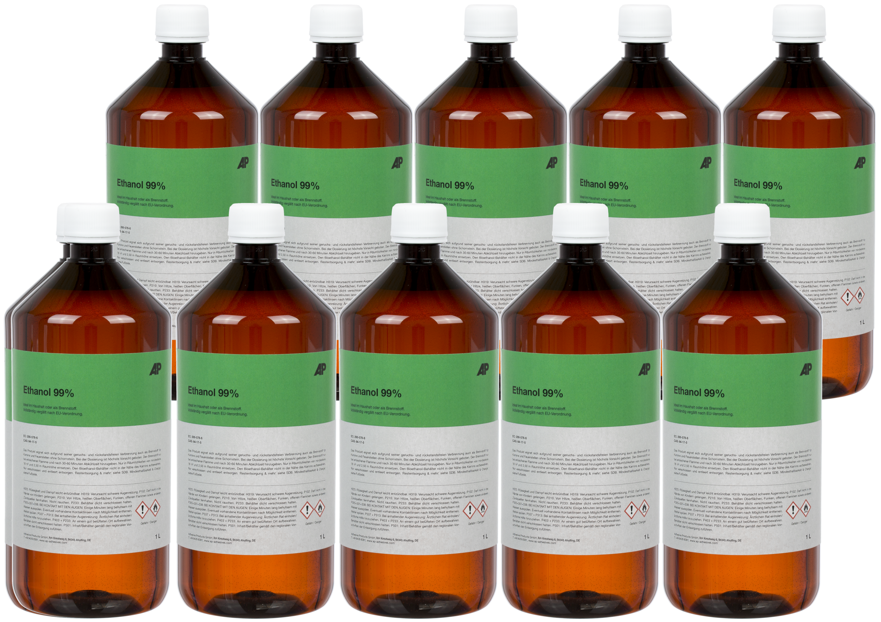 Ethanol 99%, 10 x 1l - for fireplaces, as a cleaning and solvent etc.