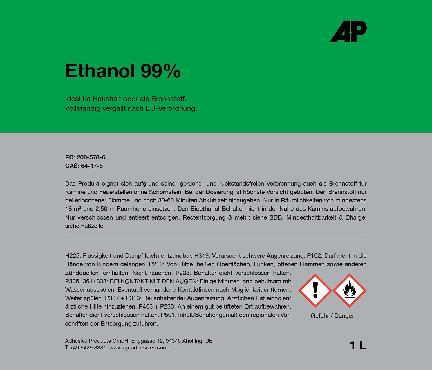 Ethanol 99%, 10 x 1l - für Kamine, als Reinigungs- und Lösungsmittel u.v.m.