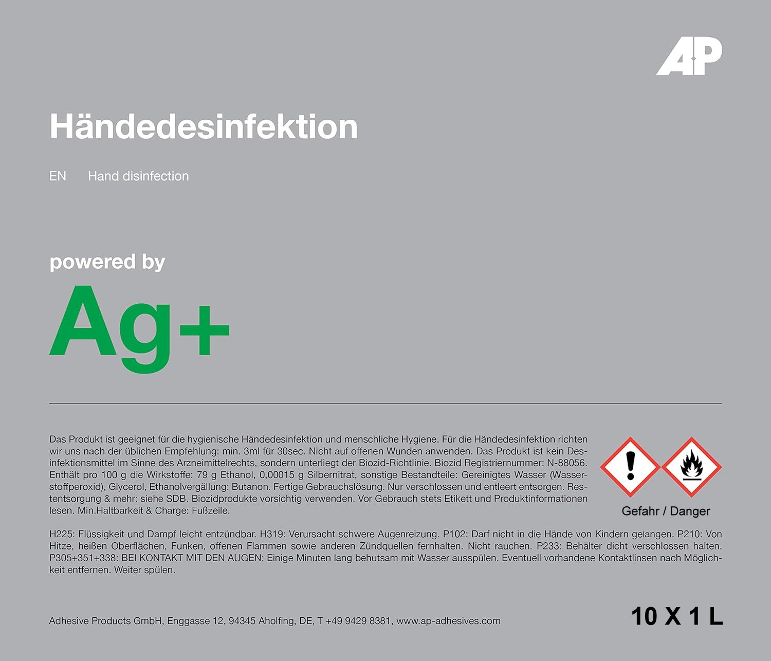Ag+ Händedesinfektion Euro, 10l (10 X 1 Liter)