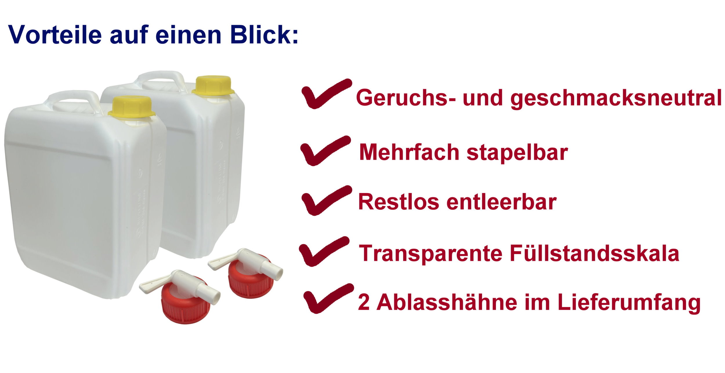 AP Kanister für Trinkwasser & Gefahrgut, 2 X 5 Liter inkl. 2 Auslaufhähne 